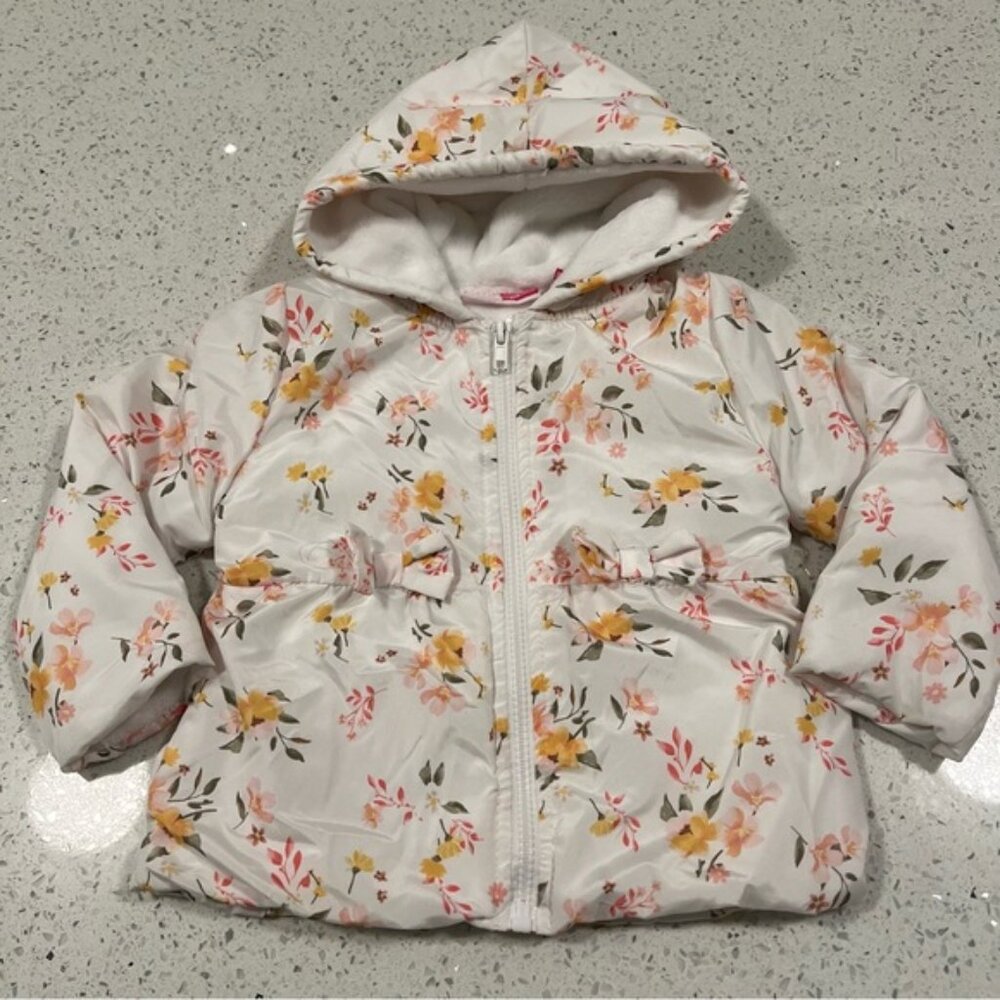 PENELOPE MACK Floral Toddler Spring Hooded Jacket 2T- Fleece Lining